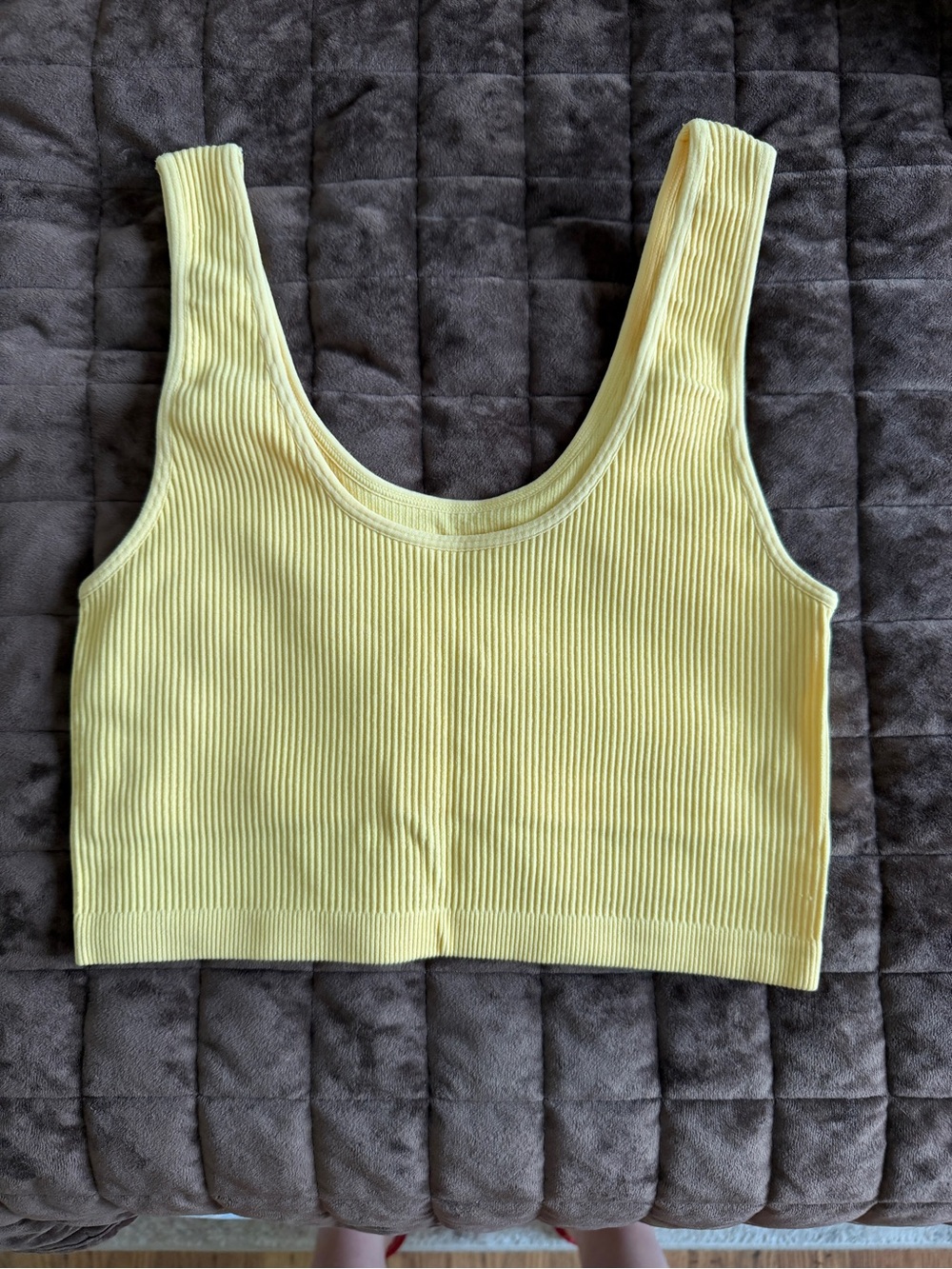 Ribbed Yellow Crop Tank Top